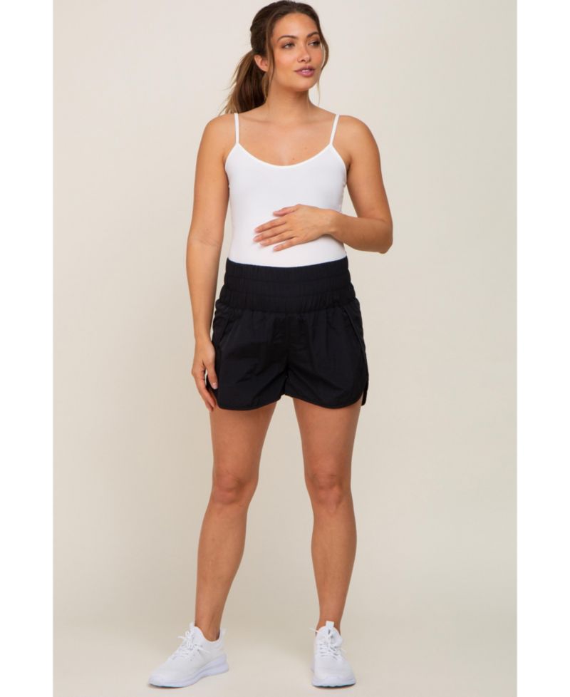 Women's Black Curved Hem Active Shorts