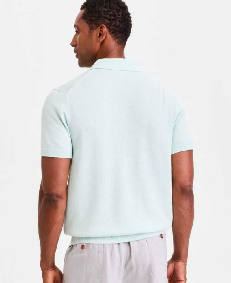 Men's Short-Sleeve Linen and Cotton Engineer Sweater