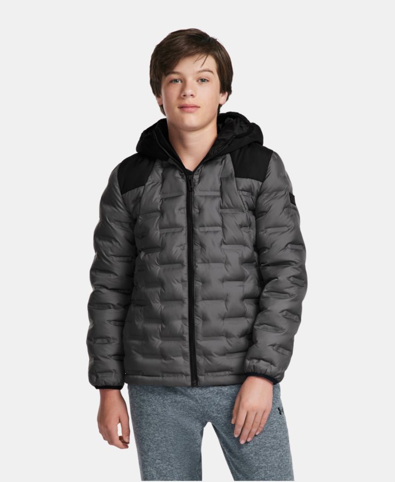 Boys' 8-20 Solid Blue Full-Zip Puffer Hooded Jacket