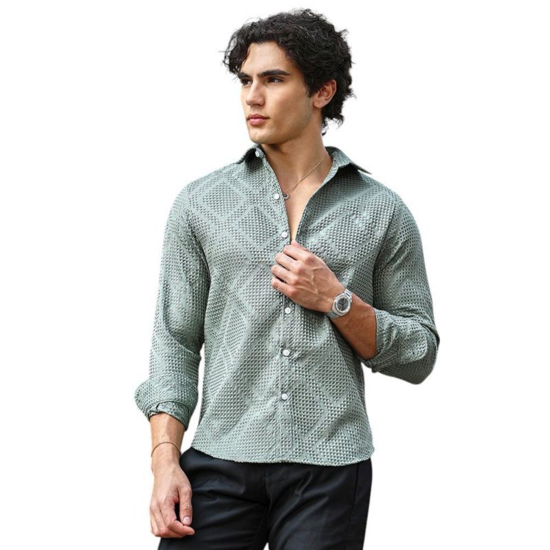 Men's Sage Green Shard-Tactile Shirt