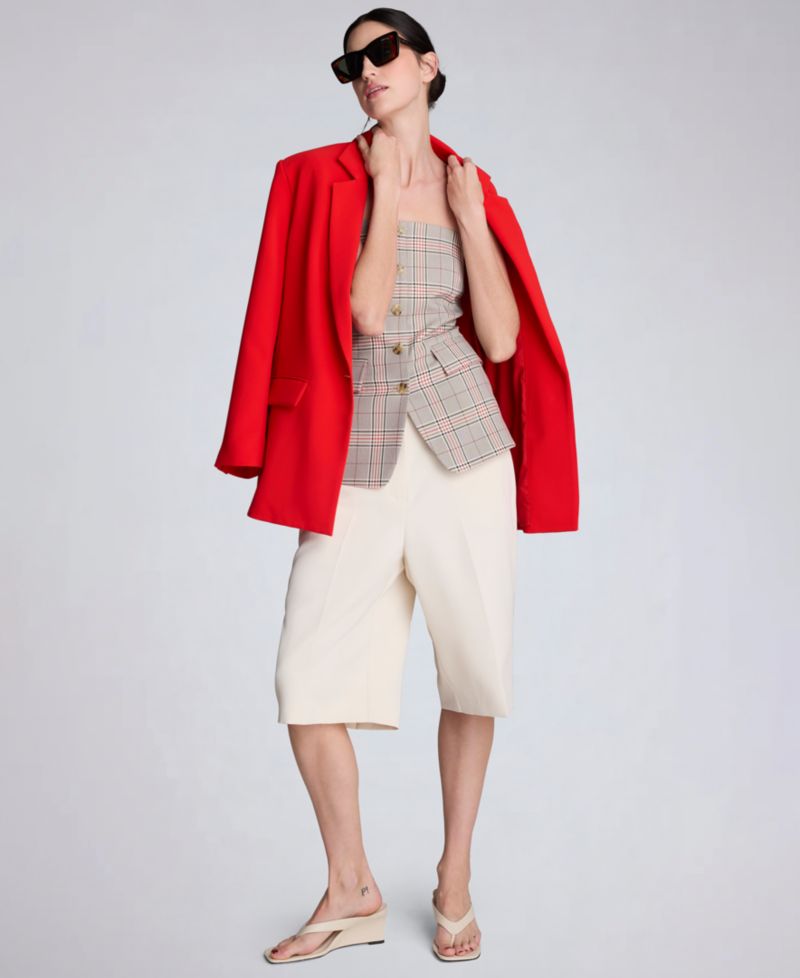 Women's Strapless Button-Front Shirt Vest