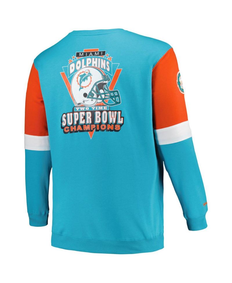 Men's Aqua Miami Dolphins Big and Tall Fleece Pullover Sweatshirt