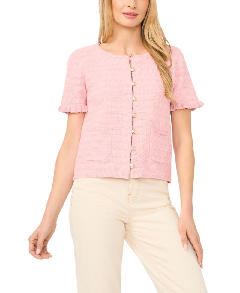 Women's Crewneck Short-Sleeve Cardigan