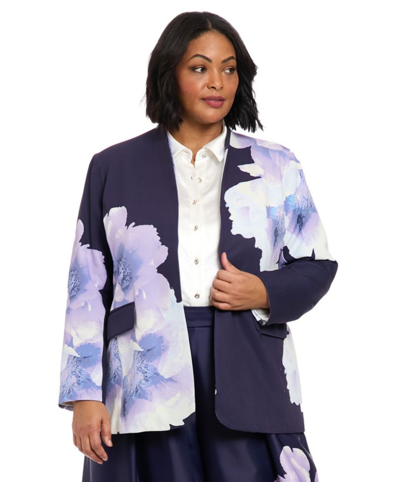 Plus Size Floral-Print Jacket