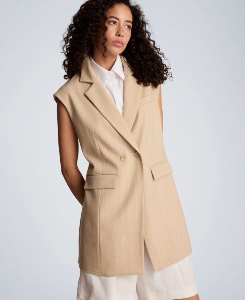 Women's Button-Front Vest Mini Dress with Faux Shirt