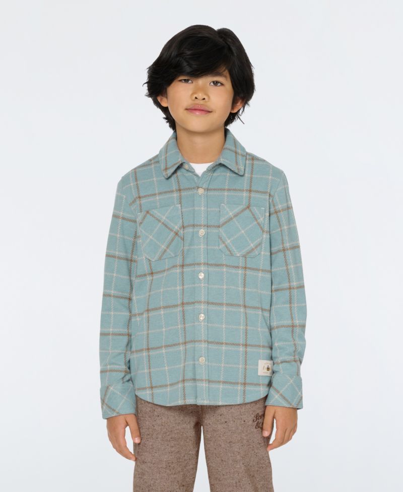 Big Boys Yarn Dye Knit Twill Button Up Shirt