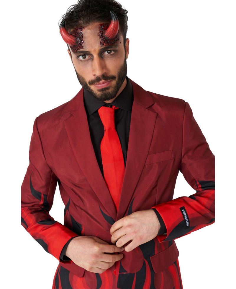 Men's Devil Costume - Slim Fit Suit - Red and Black