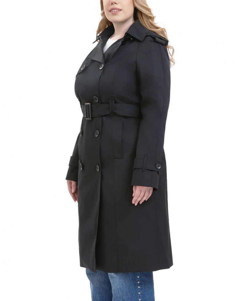 Plus Size Eliana Water Resistant Hooded Trench Coat