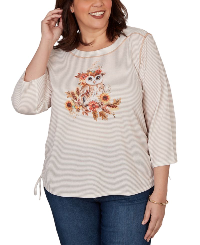Plus Size Autumn Owl Knit Top