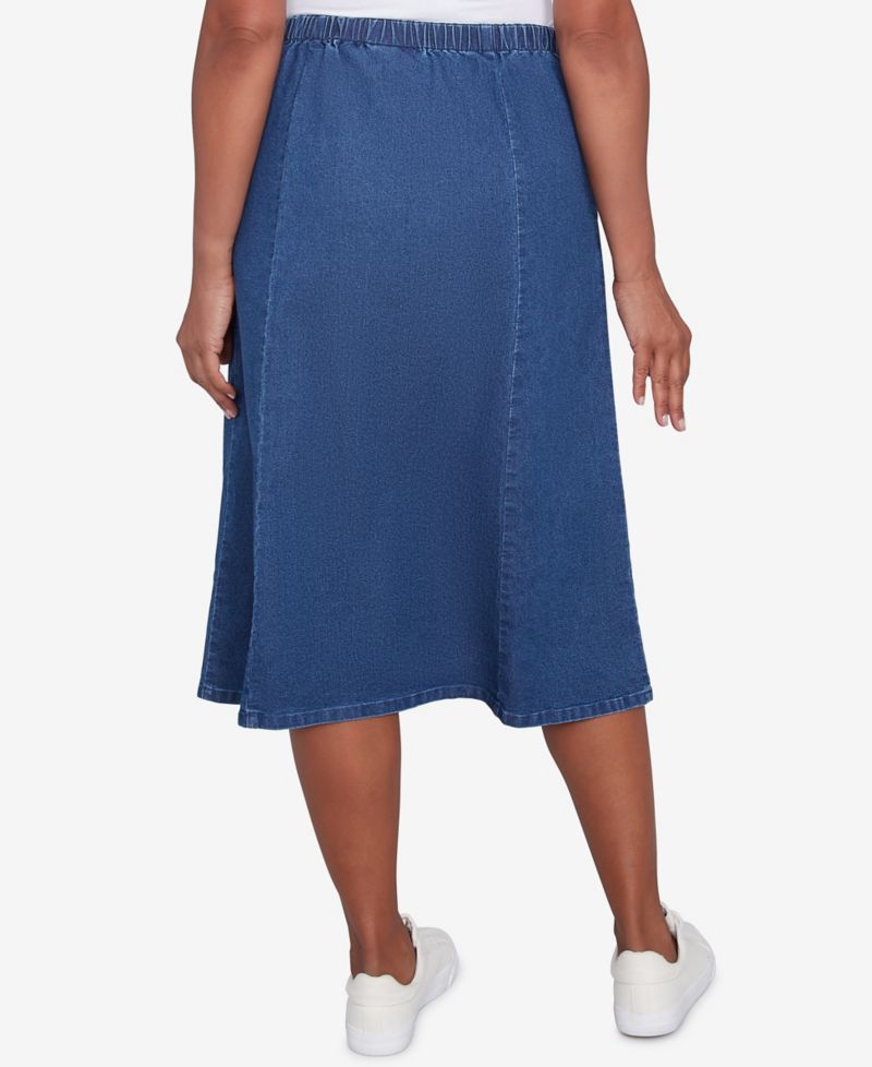 Petite Paneled Full Length Denim Skirts
