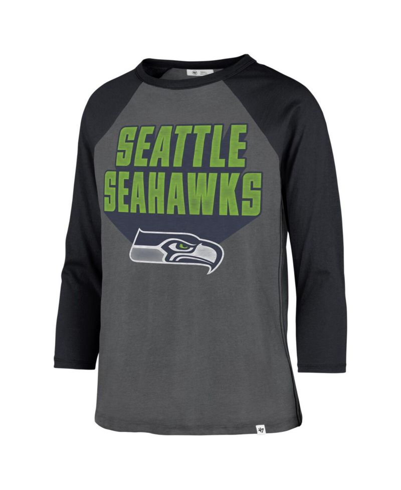 Women's Charcoal Seattle Seahawks Jetset Ava Raglan Long Sleeve T-Shirt