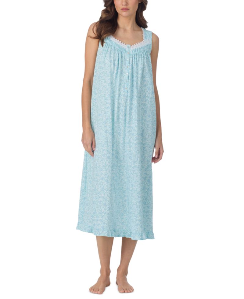 Women's Sleeveless Cotton Jersey Knit Long Nightgown