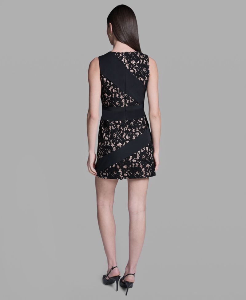 Women's Lace Crepe Combo Mini Dress