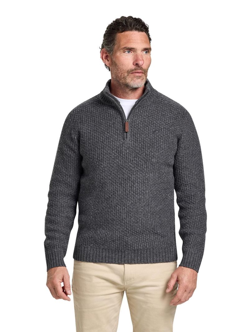 Men's Quarter-Zip Chunky-Textured Relaxed-Fit Sweater