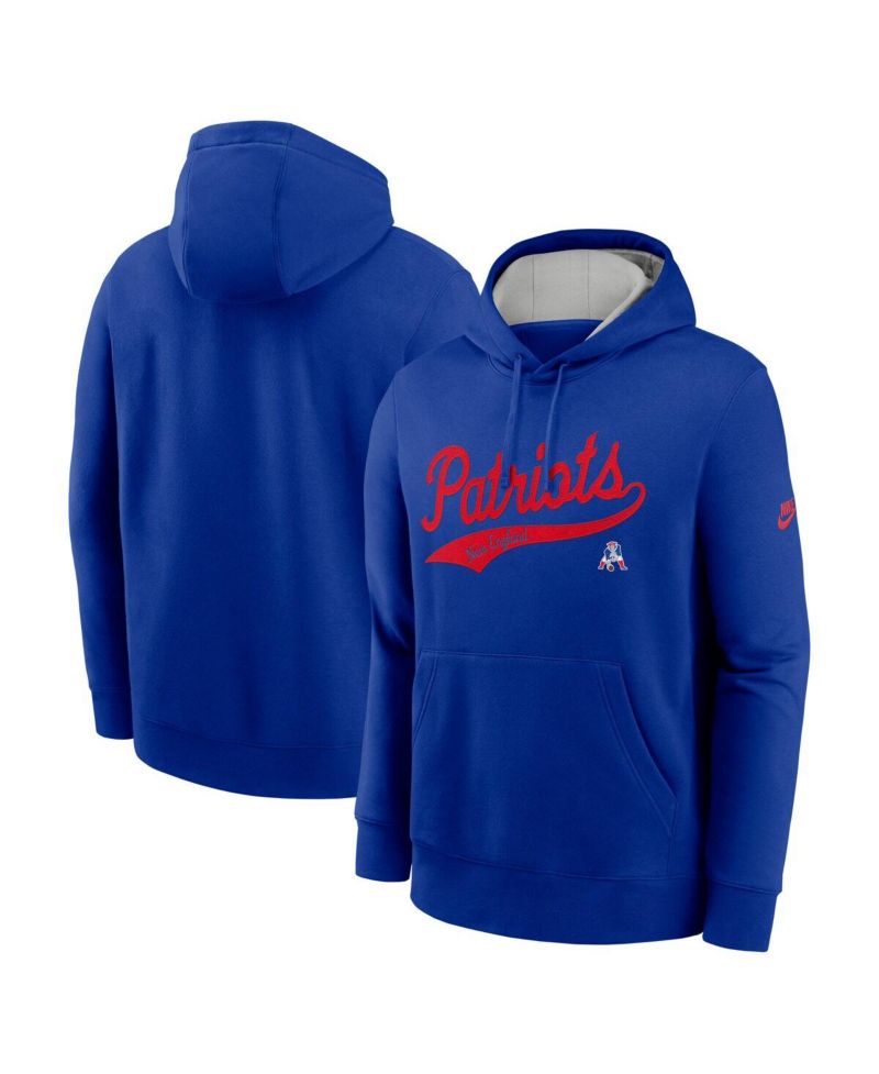 Men's Royal New England Patriots Rewind Club Logo Pullover Hoodie