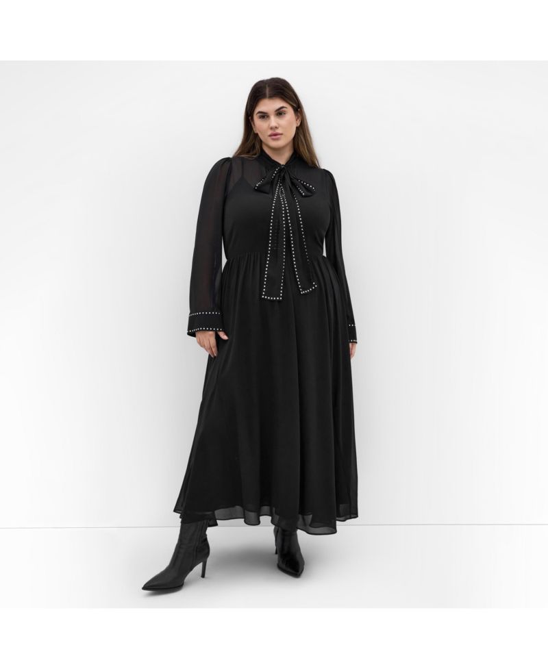 Plus Size Kara Stud Tie Neck Maxi Dress