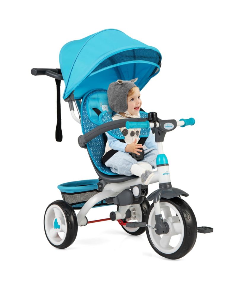 Toddler Tricycle Stroller 6-in-1 Push Trike w/ Removable 5-Position Canopy