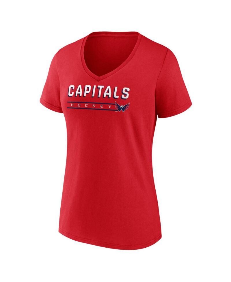 Women's Red Washington Capitals V-Neck T-Shirt