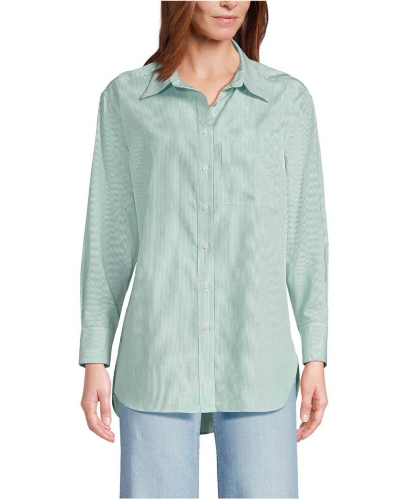 Women's Oversized No Iron Tunic with Statement Collar Shirt
