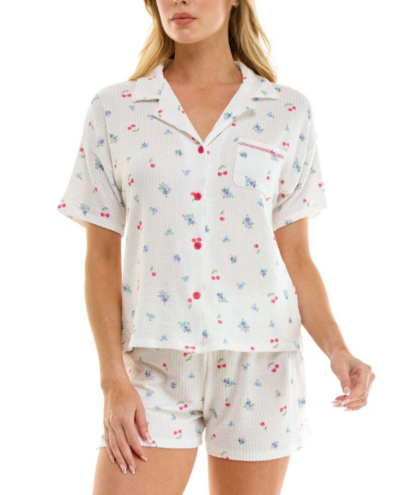 Women's Short-Sleeve Top and Pull-On Shorts, 2-Piece Set