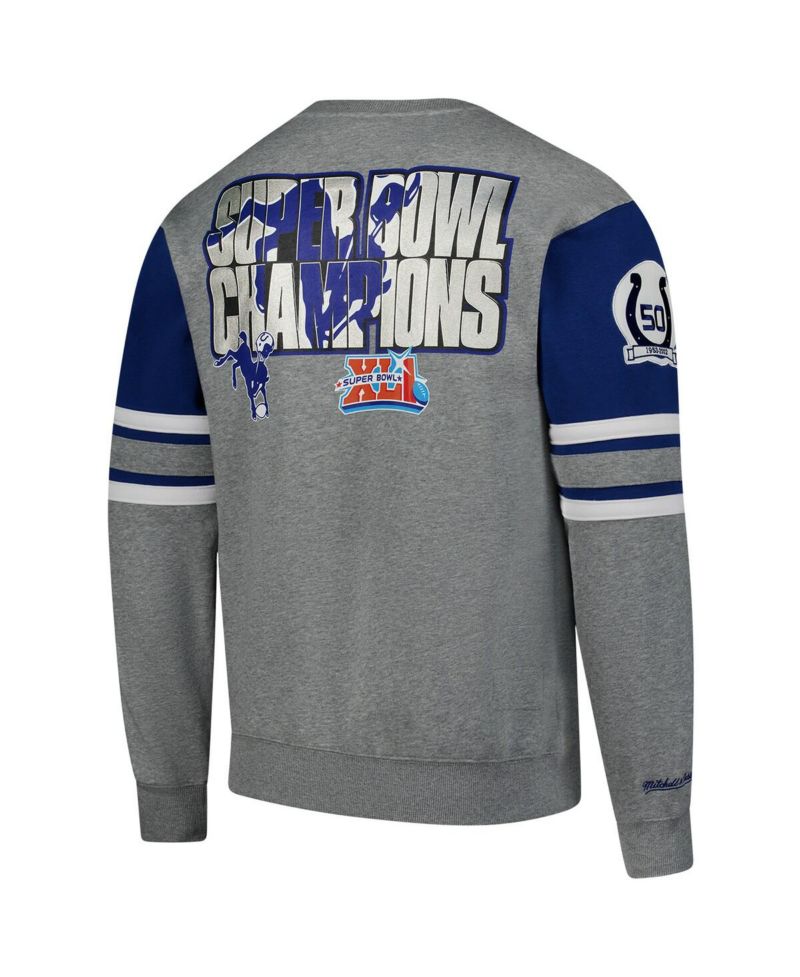 Men's Heather Gray Indianapolis Colts All Over 4.0 Vintage Logo Pullover Sweatshirt