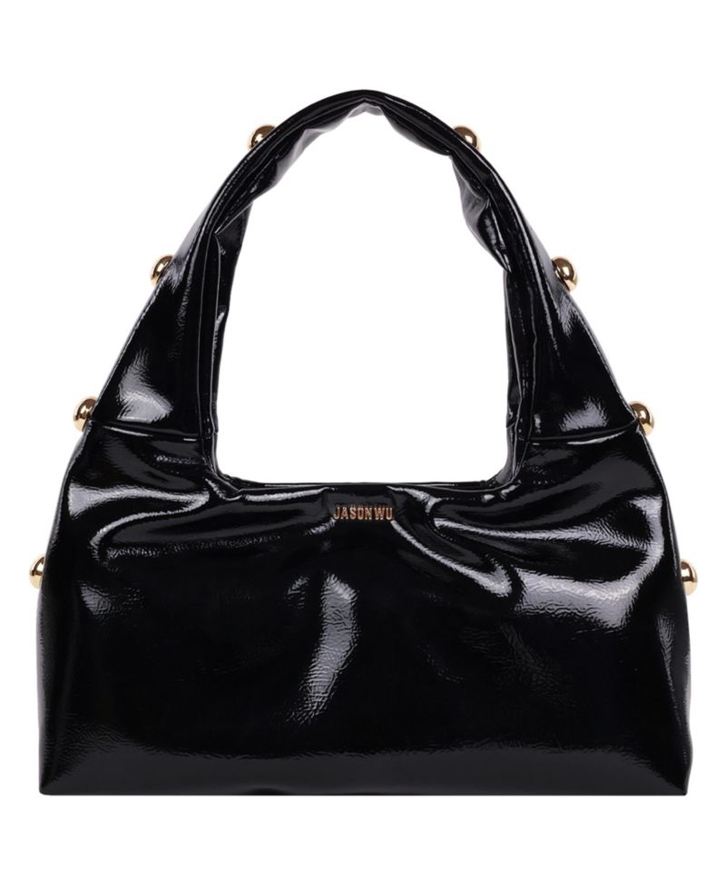 Studded Shoulder Bag in Crackled Finish