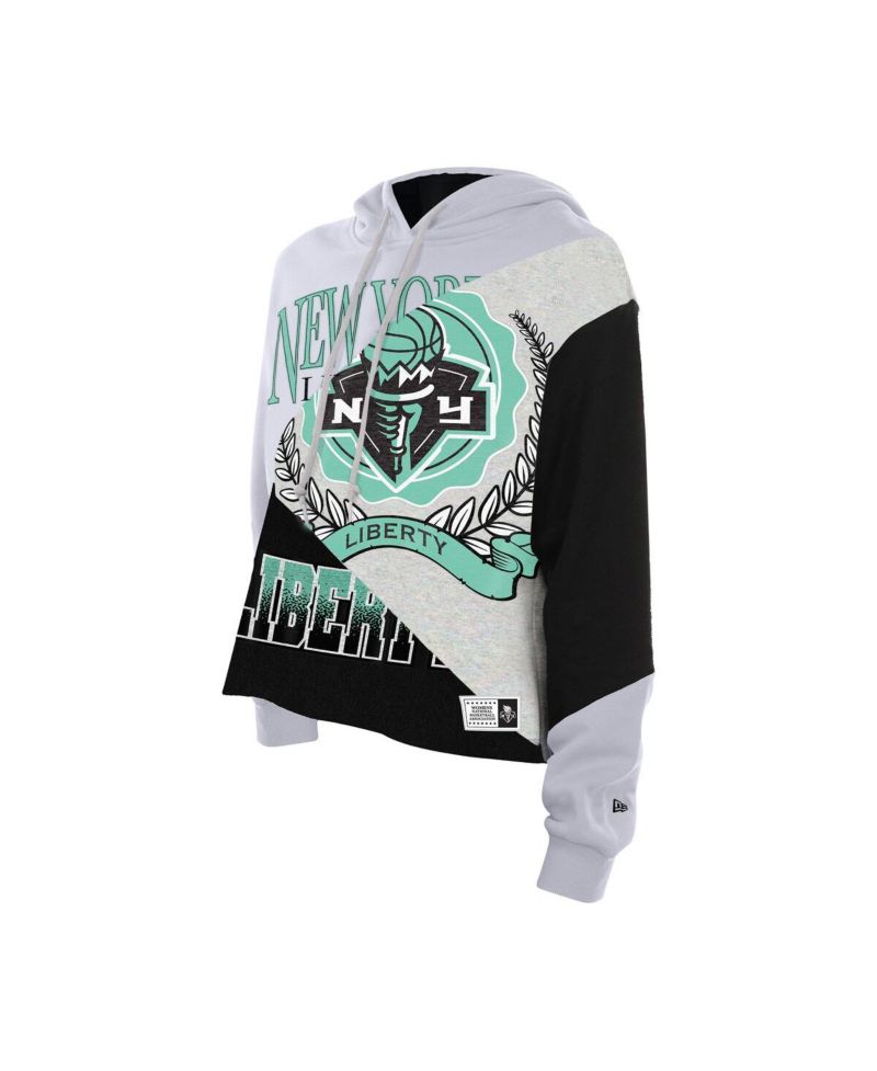 Women's New York Liberty Color Block Cropped Boxy Hoodie