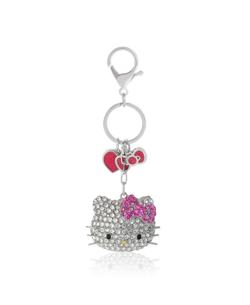 Sanrio Crystal Keychain with Pink Bow & Heart Charm