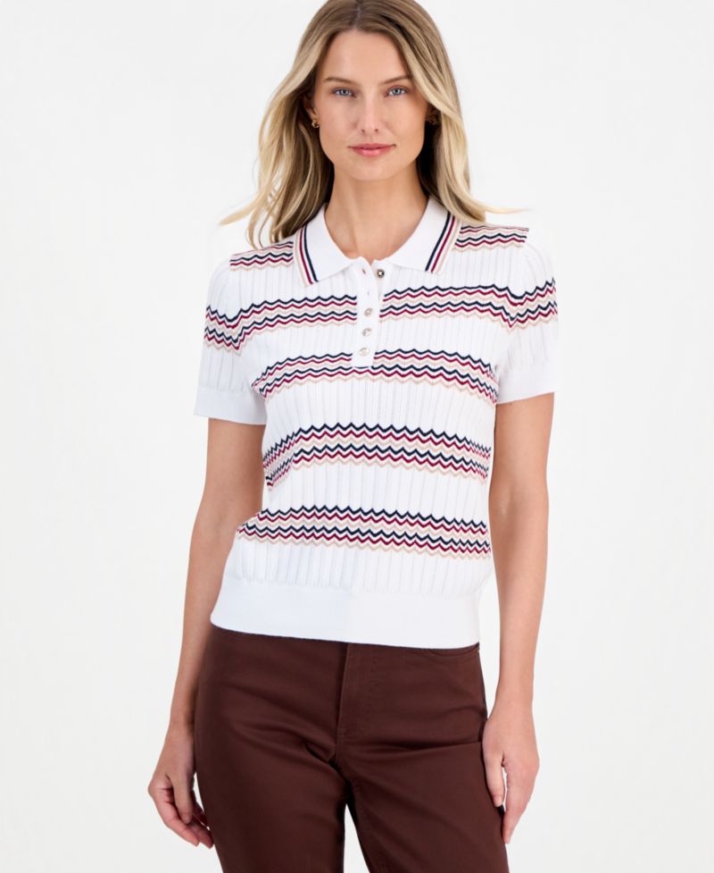 Women's Short-Sleeve Polo Sweater