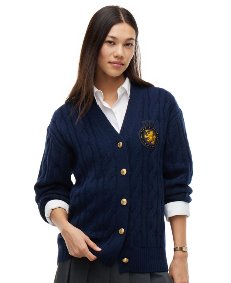 Women's American Icons Cable-Knit V-Neck Cardigan