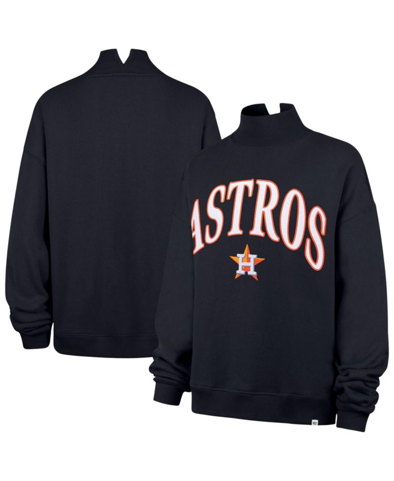 Women's '47 Navy Houston Astros Oversized Vantage Mock Neck Sweatshirt