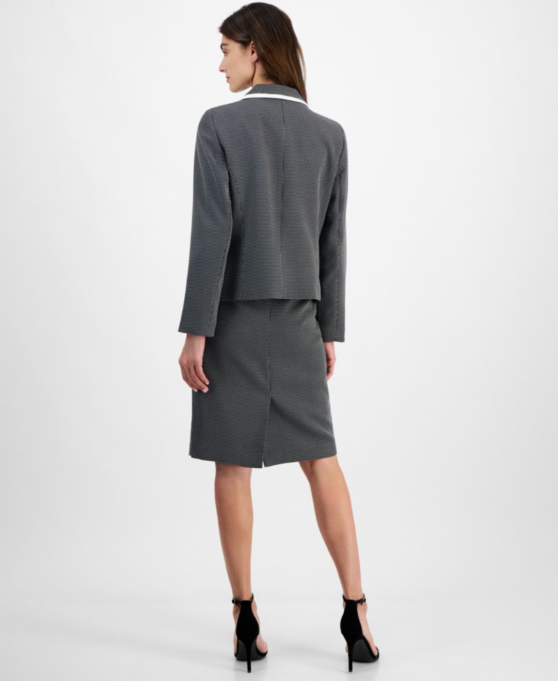 Women's Seamed Birdseye Tweed 2 Piece Skirt Suit