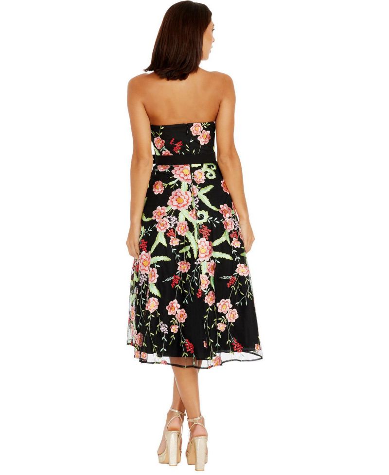 Women's Mabel Strapless Sweetheart Floral-Print Midi Dress