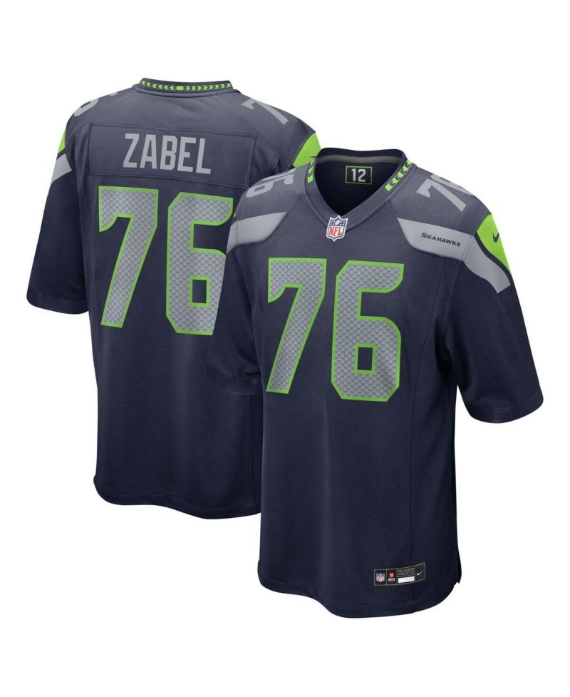Men's Grey Zabel College Navy Seattle Seahawks 2025 NFL Draft First Round Pick Game Jersey