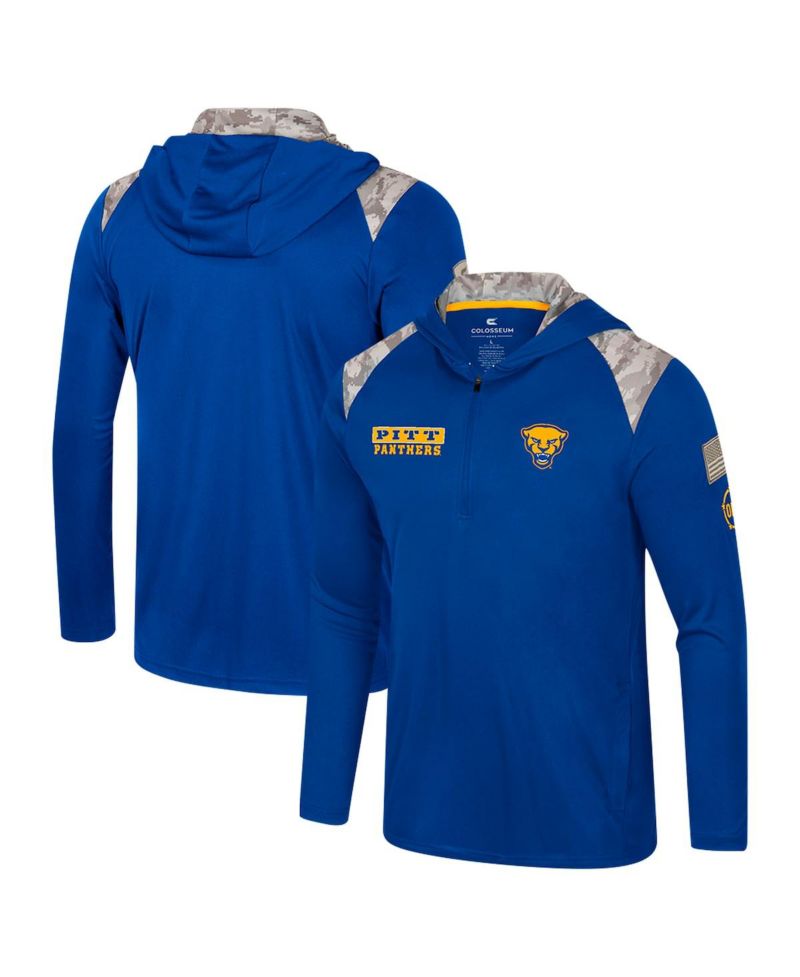 Men's Royal Pitt Panthers OHT Military Appreciation Quarter-Zip Hoodie Jacket