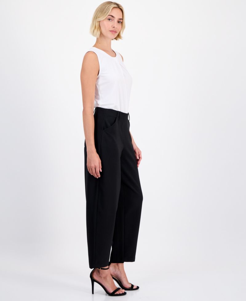 Petite Mid-Rise Barrel-Leg Pants