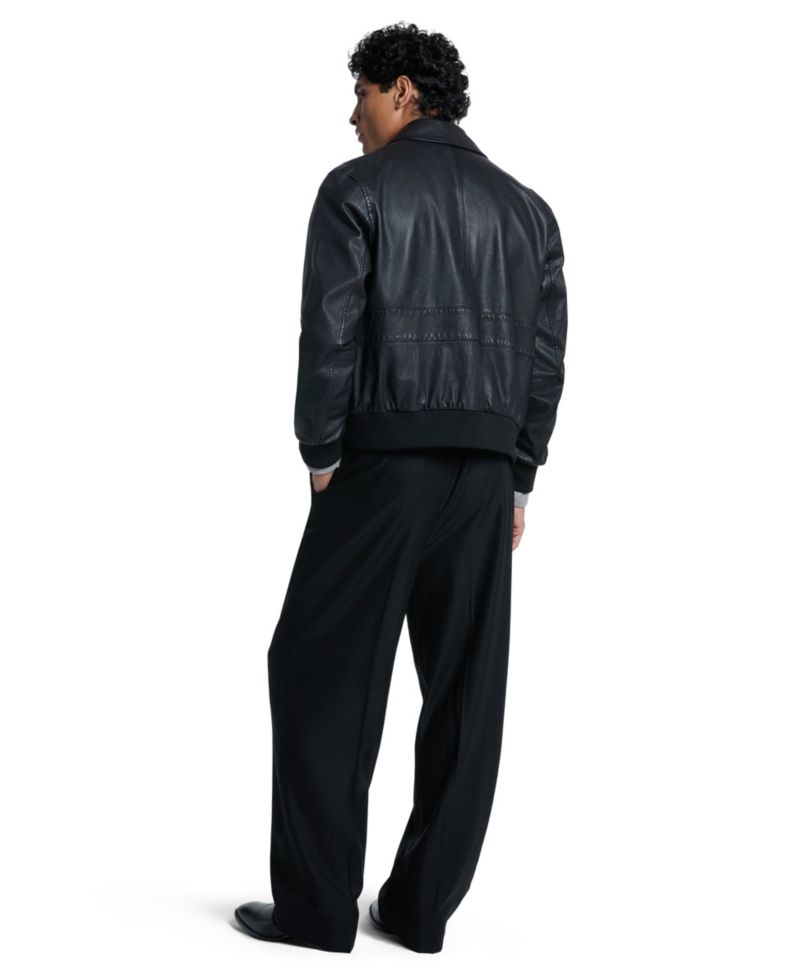Men's Teddy Genuine Leather Bomber Jacket