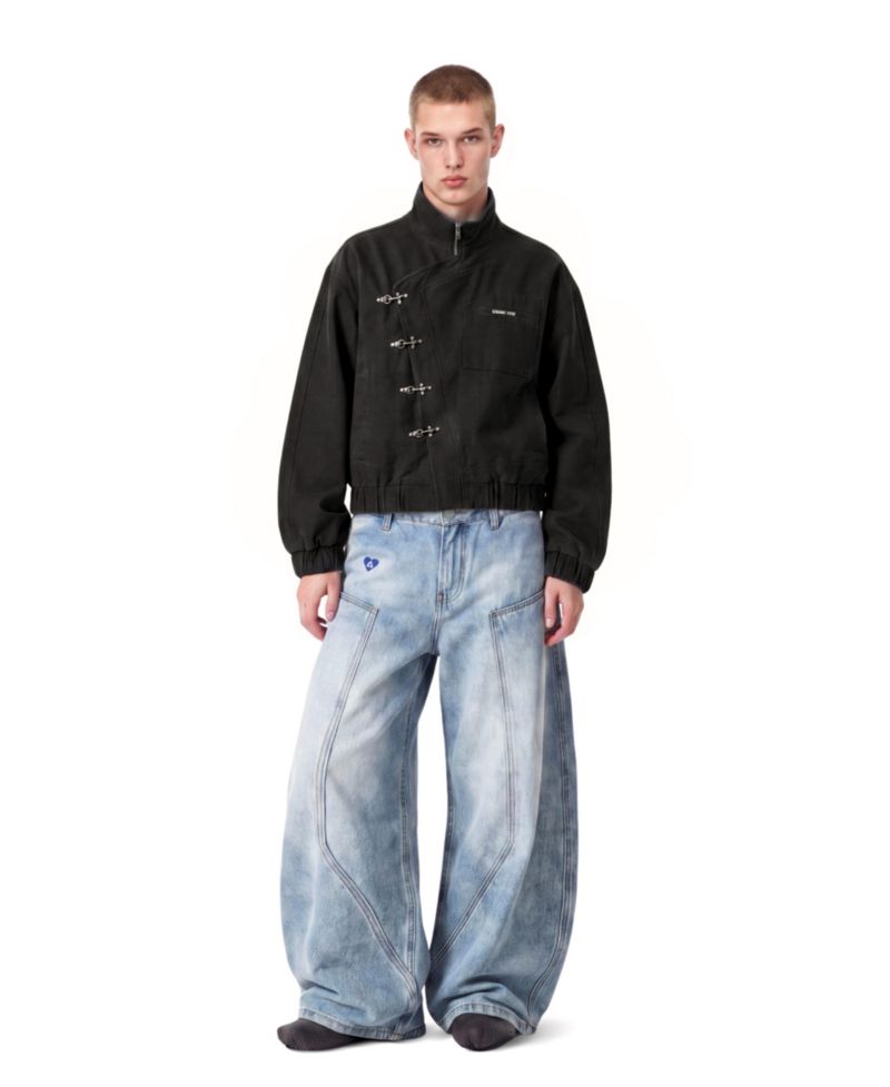 Men's Seam Panel Baggy Barrel Jeans
