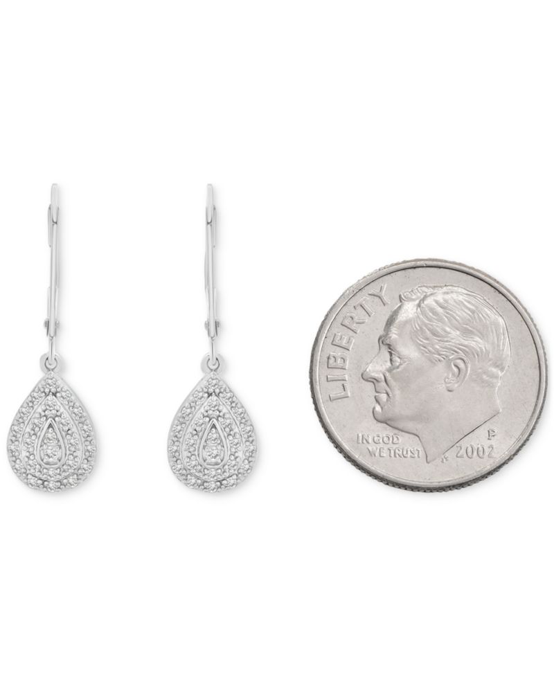 Diamond Teardrop Cluster Drop Earrings (1/4 ct. t.w.) in Sterling Silver