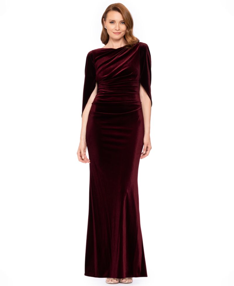 Women's Velvet Draped Back Long Dress