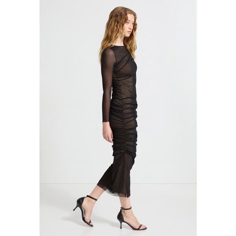 Women's Gia Floating Mesh-Overlay Long-Sleeve Fitted Cocktail Dress