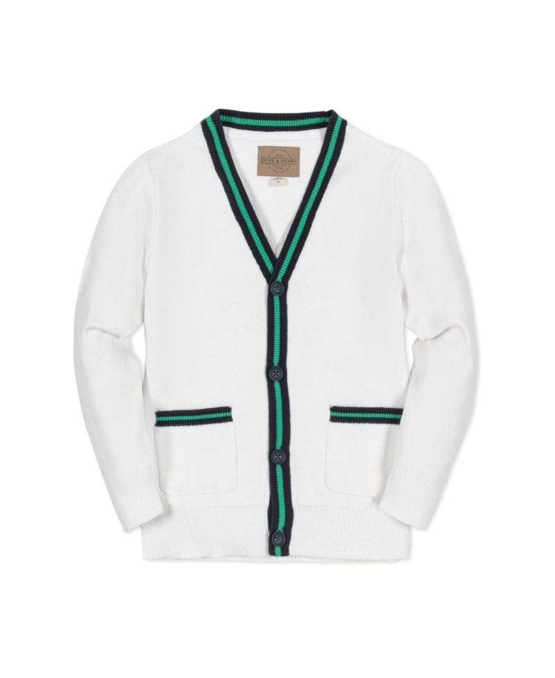 Hope and Henry Boys' Organic Long Sleeve Tipped Cardigan Sweater, Kids