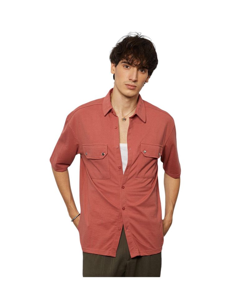 Men's Terracotta Orange Utility Knit Shirt