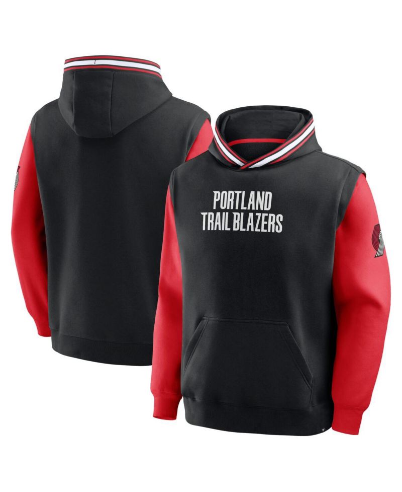 Men's Black/Red Portland Trail Blazers Half Court Shot Clock Fastbreak Hoodie