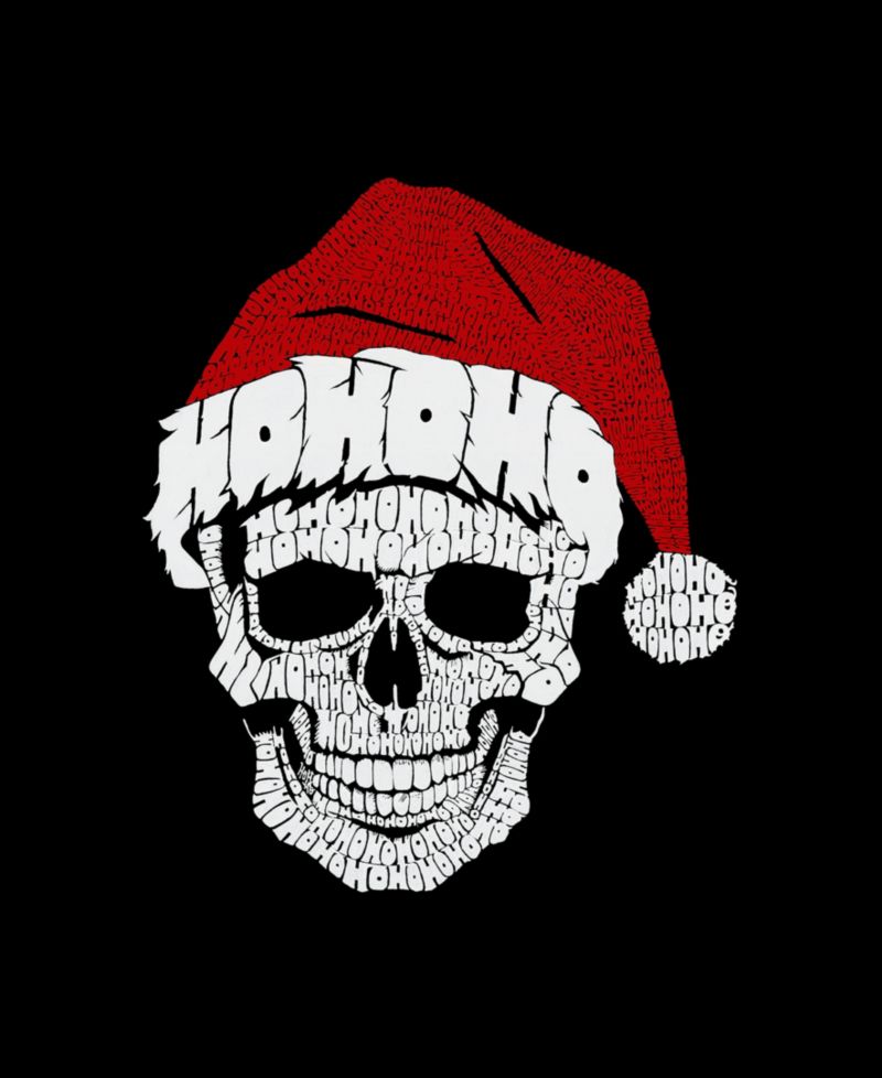Men's Cotton/Poly Blend Word Art T-Shirt - Santa Skull