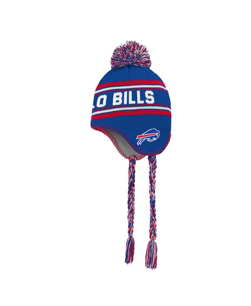 Big Boys and Girls Royal Buffalo Bills Jacquard Tassel with Pom Knit Hat