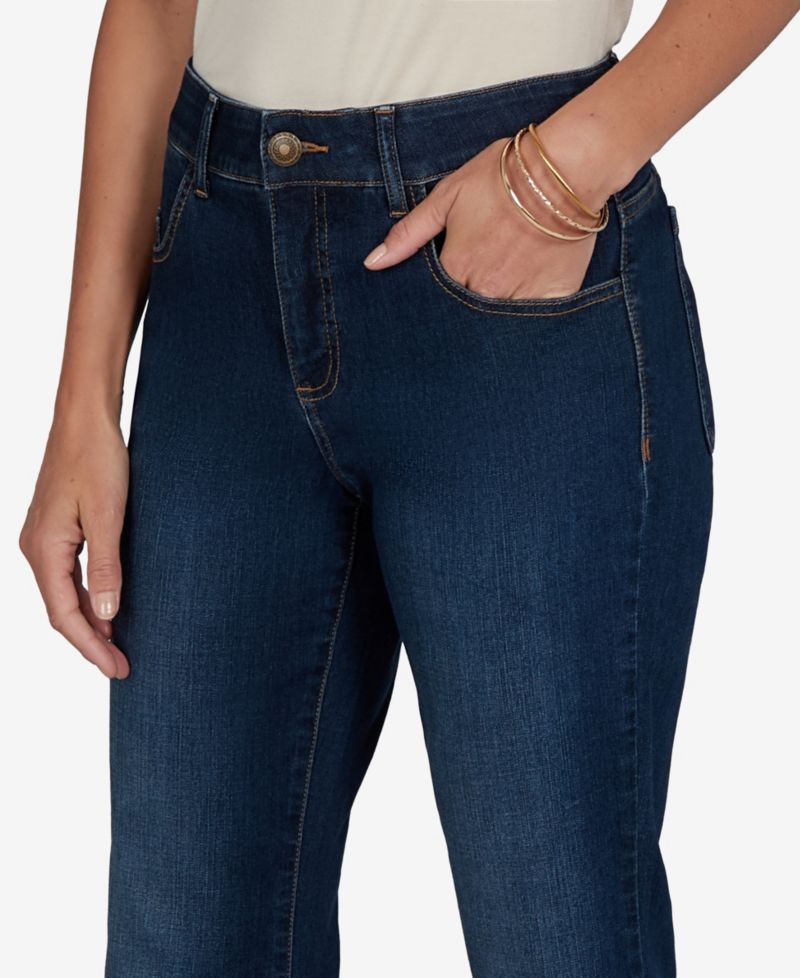 Petite Flare Mid-Rise Cotton-Blend Denim Jeans