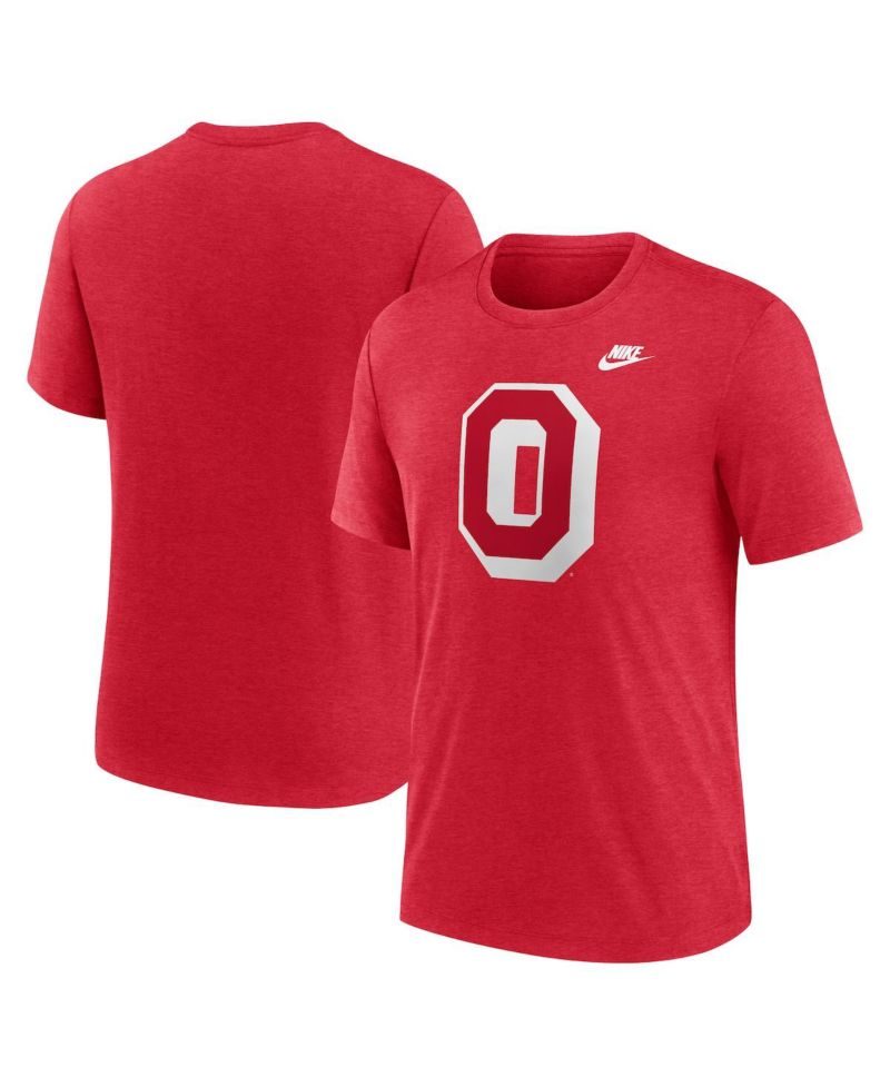 Men's Heather Scarlet Ohio State Buckeyes Blitz Evergreen Legacy Primary Tri-Blend T-Shirt