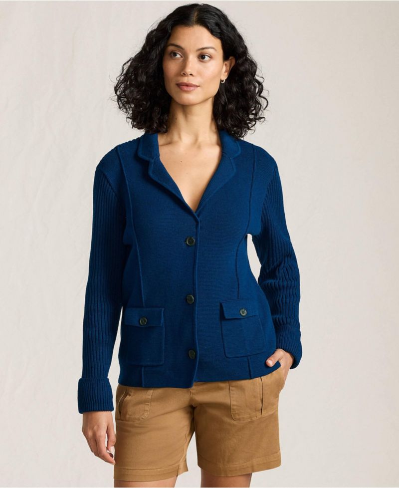 Women's Petite Drifter Ribbed Collared Blazer Sweater