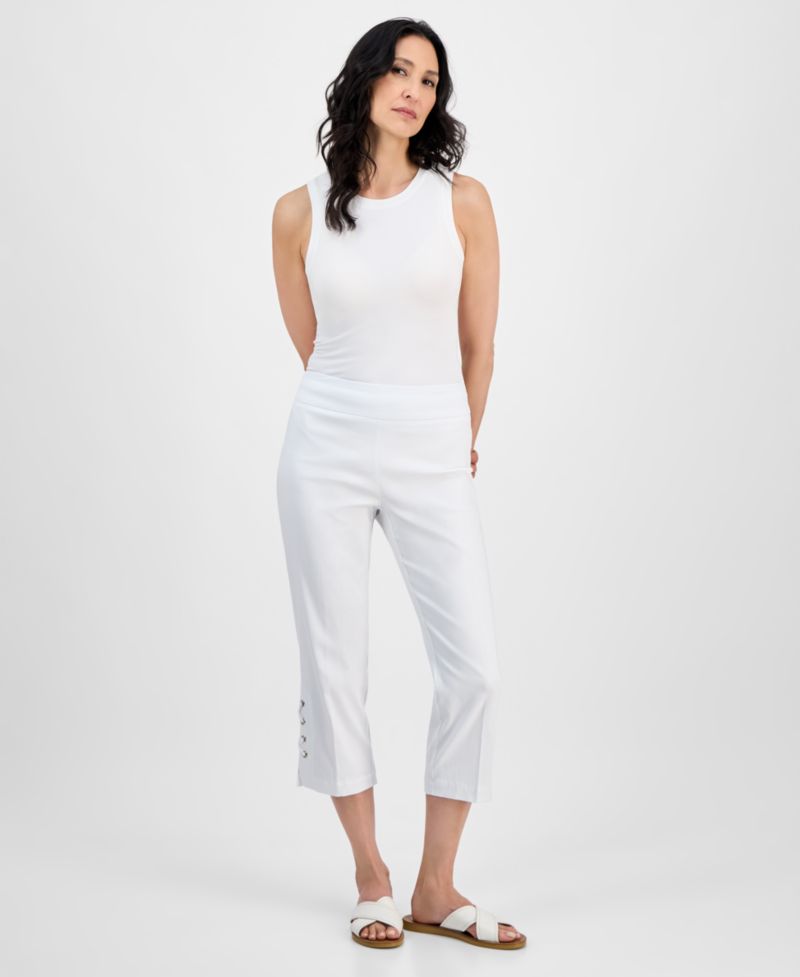 Petite Side-Lace-Up Capri Pants